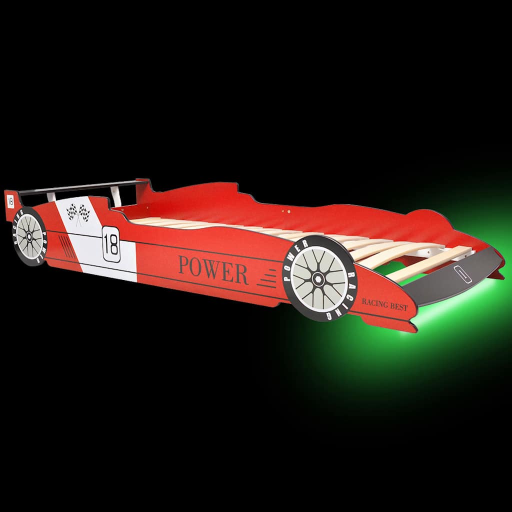 vidaXL Kinderbett mit LED im Rennwagen-Design 90 x 200 cm Rot