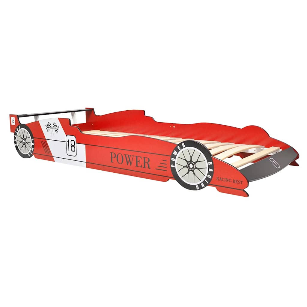 vidaXL Kinderbett mit LED im Rennwagen-Design 90 x 200 cm Rot