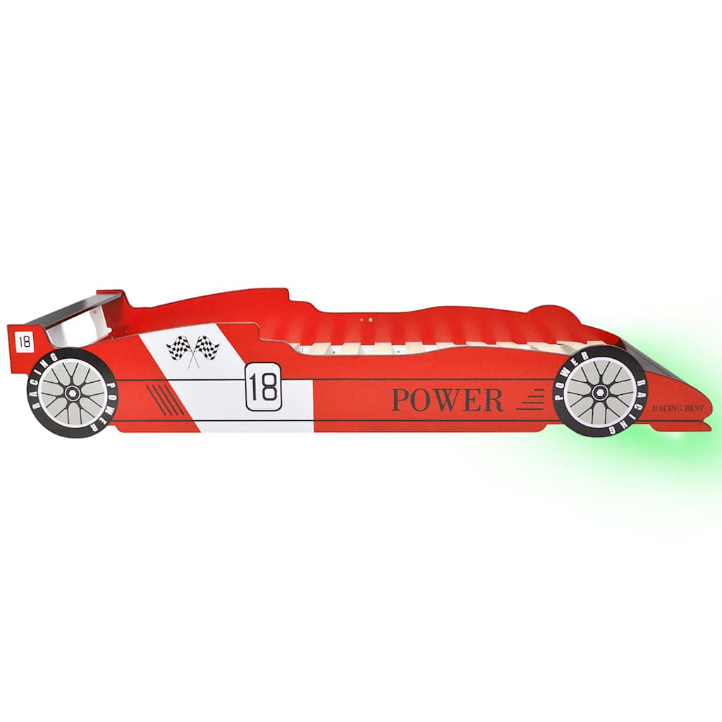 vidaXL Kinderbett mit LED im Rennwagen-Design 90 x 200 cm Rot