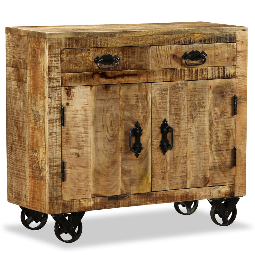 vidaXL Sideboard mit 2 Schubladen und 1 Fach Raues Mangoholz