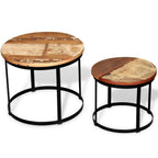 vidaXL 2-tlg. Couchtisch-Set Altholz Massiv Rund 40cm/50cm