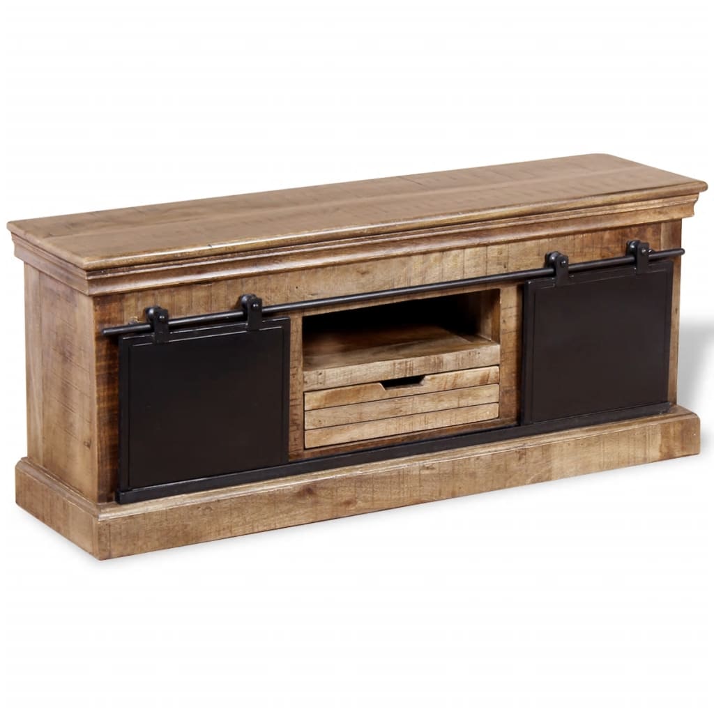 vidaXL TV-Schrank mit 2 Schiebetüren Massivholz Mango 110x30x45 cm