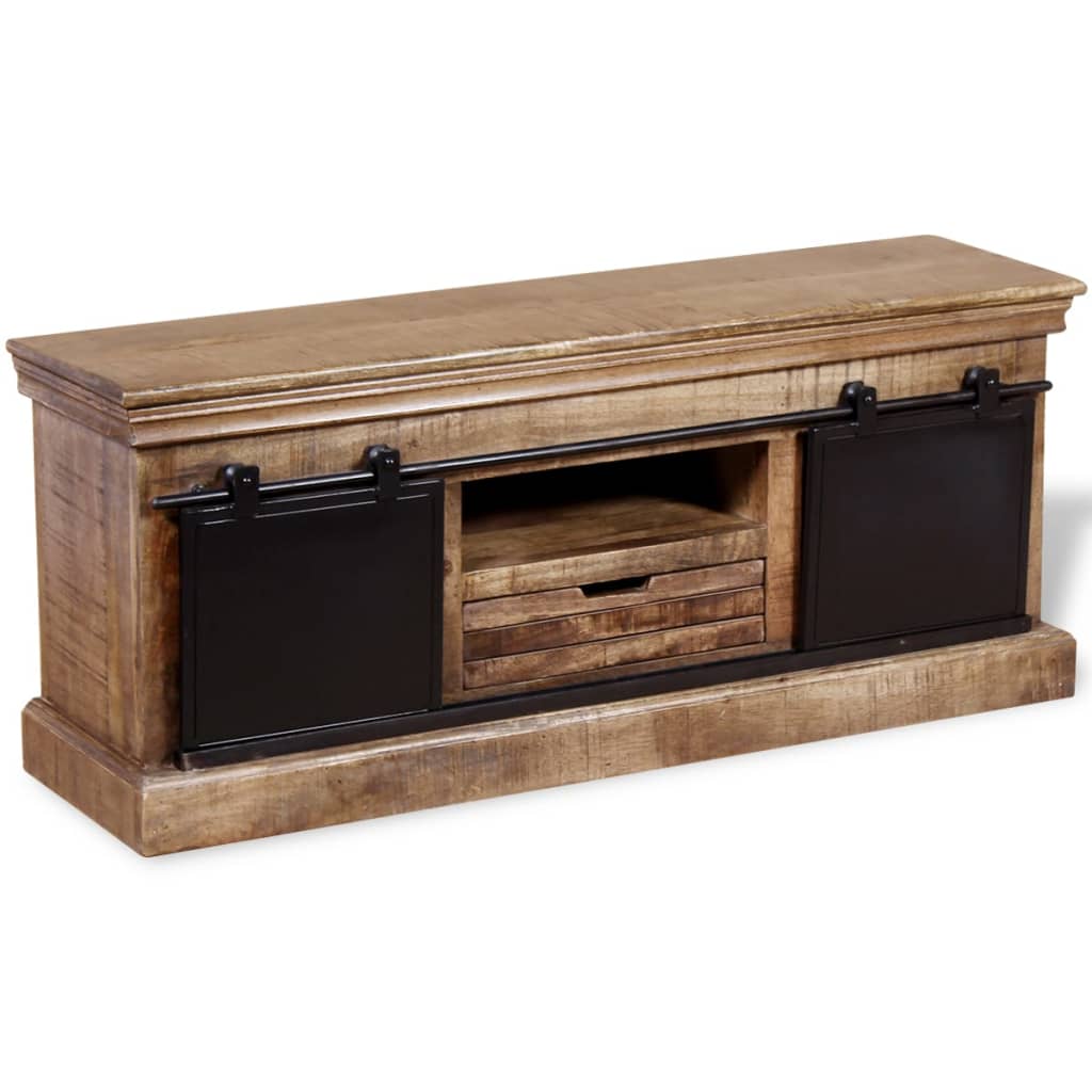vidaXL TV-Schrank mit 2 Schiebetüren Massivholz Mango 110x30x45 cm