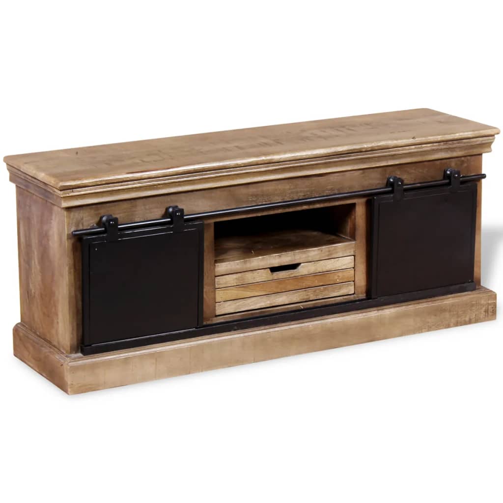 vidaXL TV-Schrank mit 2 Schiebetüren Massivholz Mango 110x30x45 cm