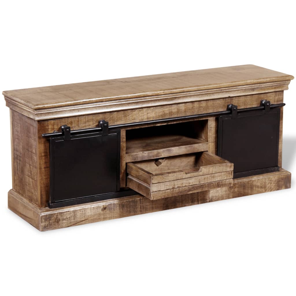 vidaXL TV-Schrank mit 2 Schiebetüren Massivholz Mango 110x30x45 cm