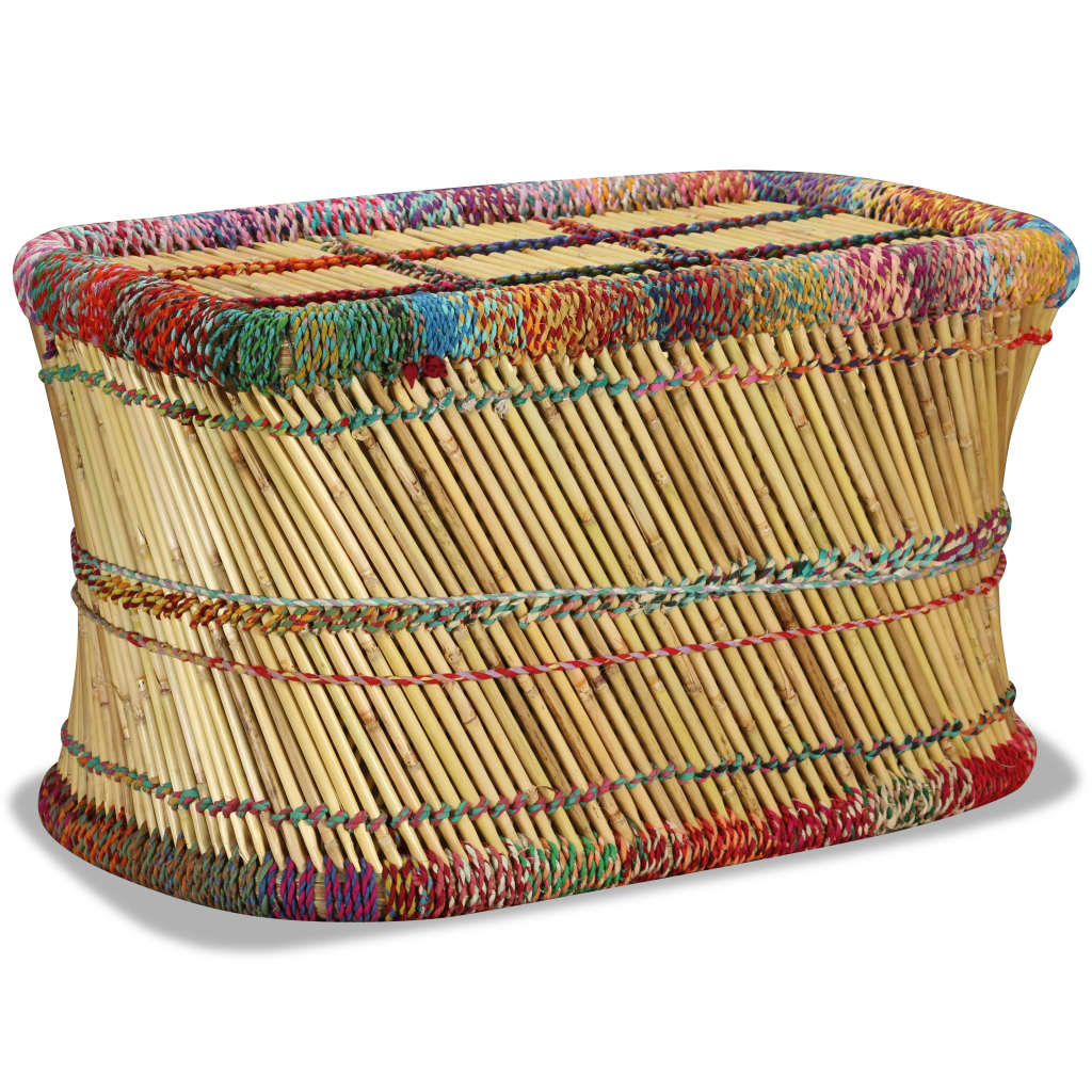vidaXL Couchtisch Bambus mit Chindi-Details Mehrfarbig