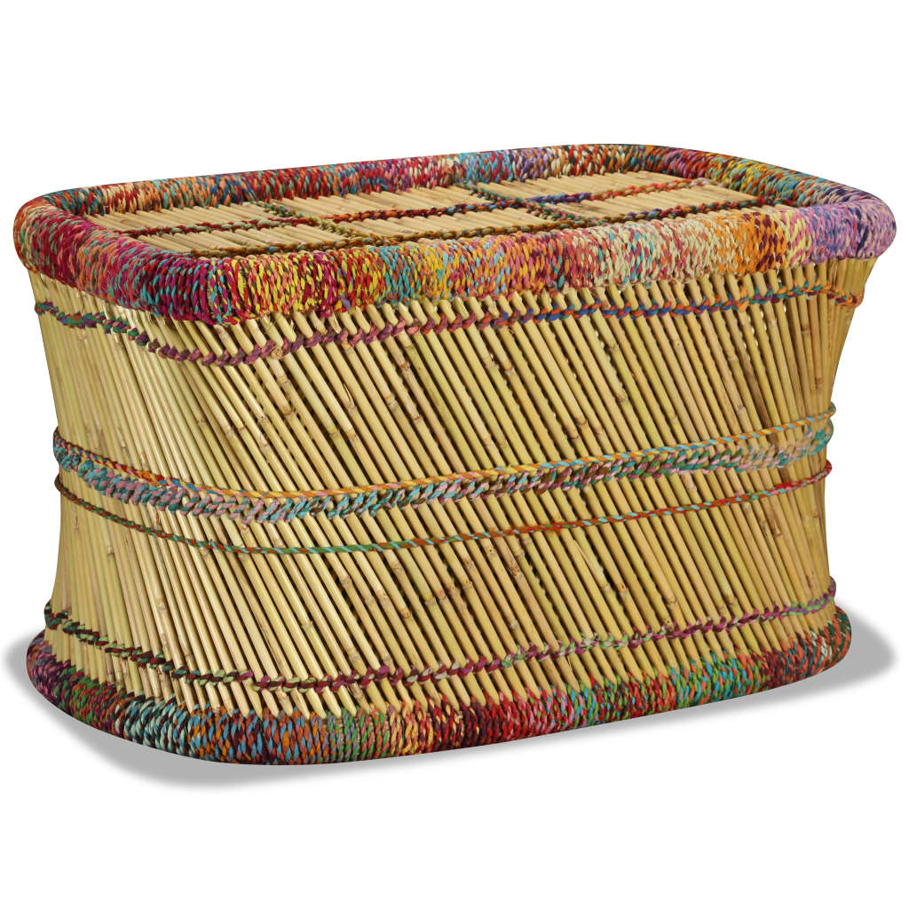 vidaXL Couchtisch Bambus mit Chindi-Details Mehrfarbig