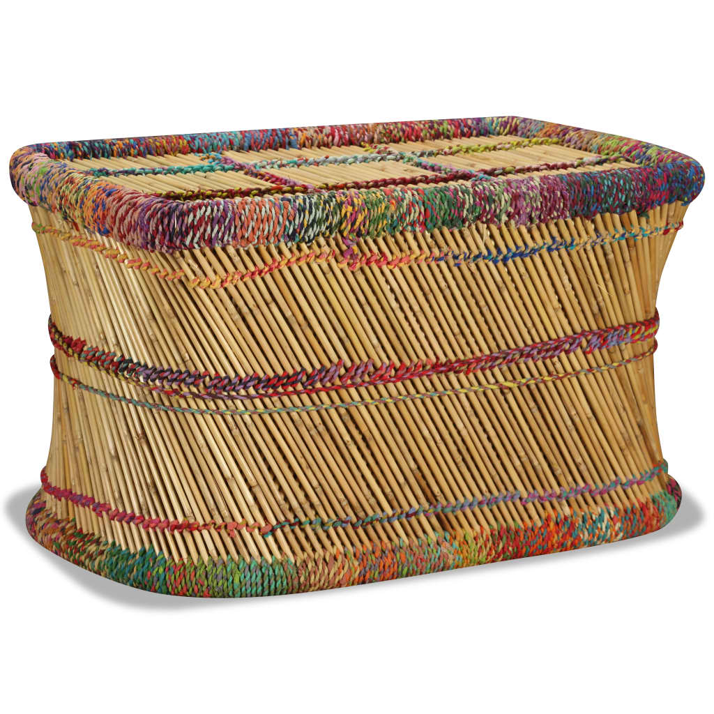 vidaXL Couchtisch Bambus mit Chindi-Details Mehrfarbig