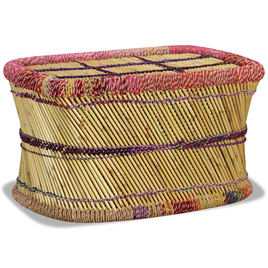 vidaXL Couchtisch Bambus mit Chindi-Details Mehrfarbig
