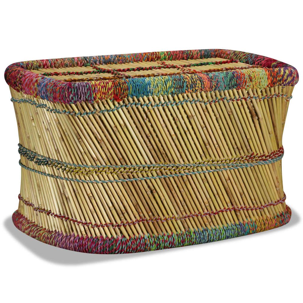 vidaXL Couchtisch Bambus mit Chindi-Details Mehrfarbig