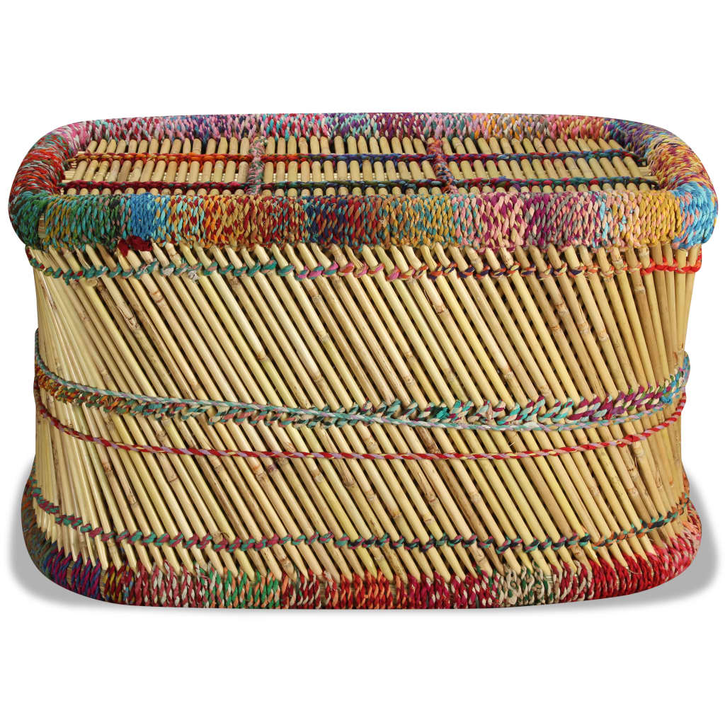 vidaXL Couchtisch Bambus mit Chindi-Details Mehrfarbig