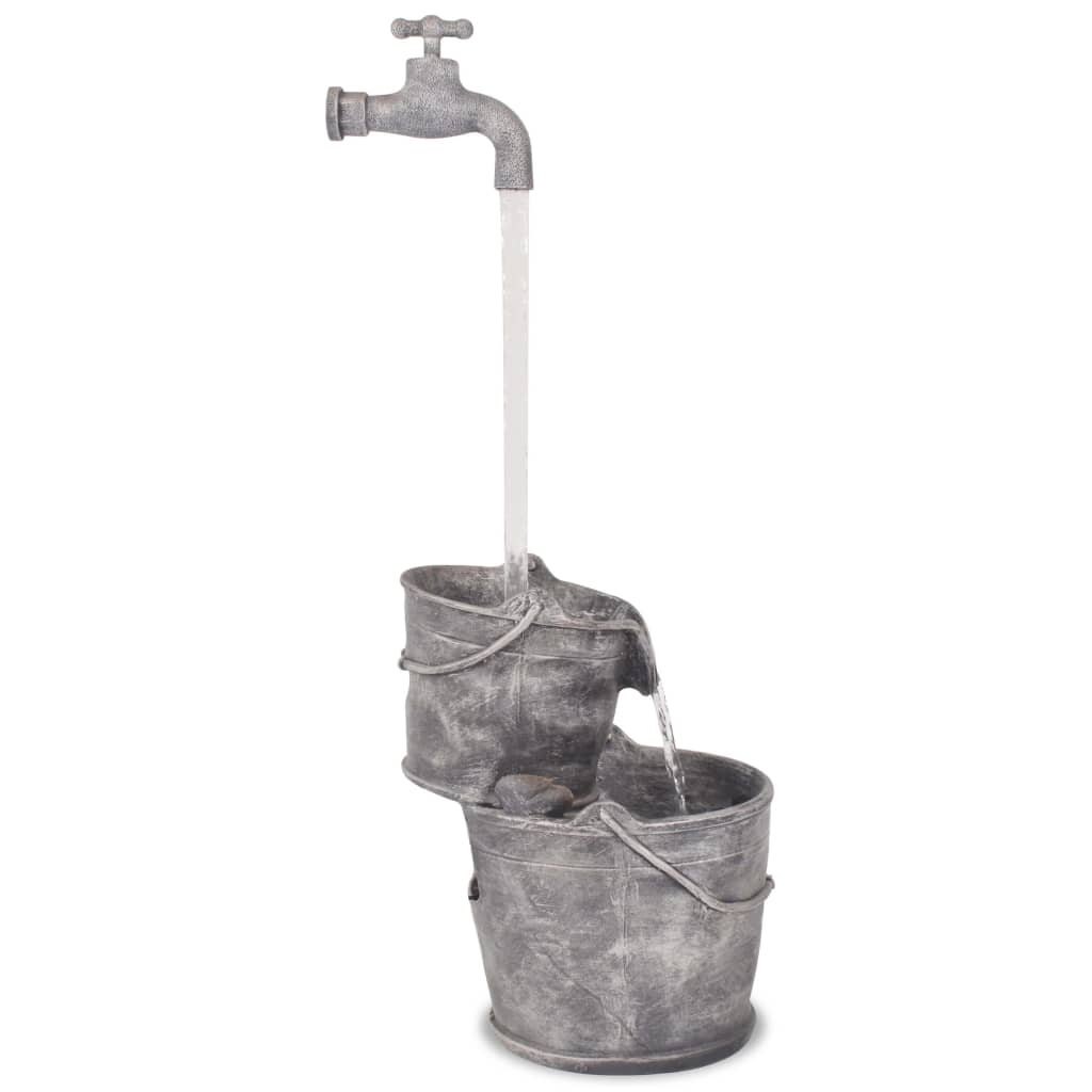 vidaXL Wasserspiel mit Wasserhahn und Eimern Polyresin