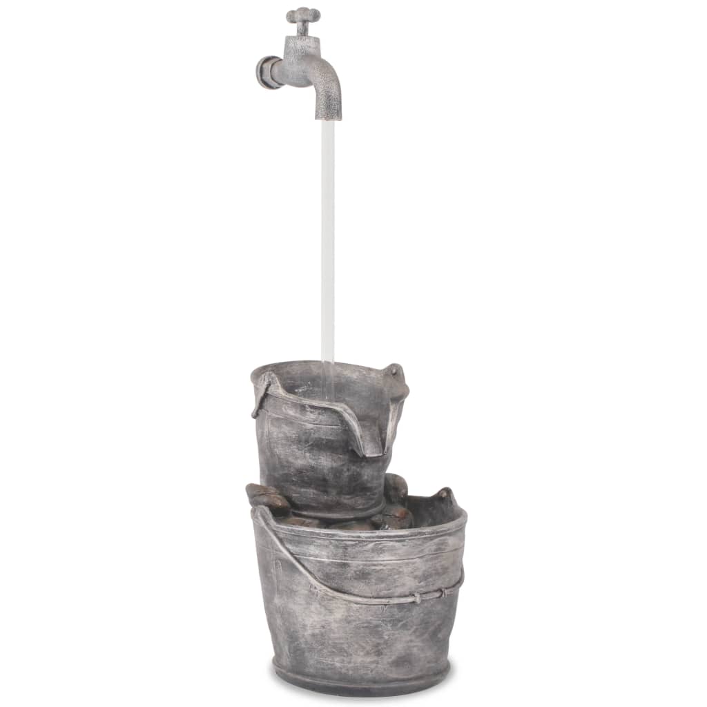 vidaXL Wasserspiel mit Wasserhahn und Eimern Polyresin