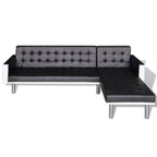 vidaXL Schlafsofa L-Form Kunstleder Schwarz