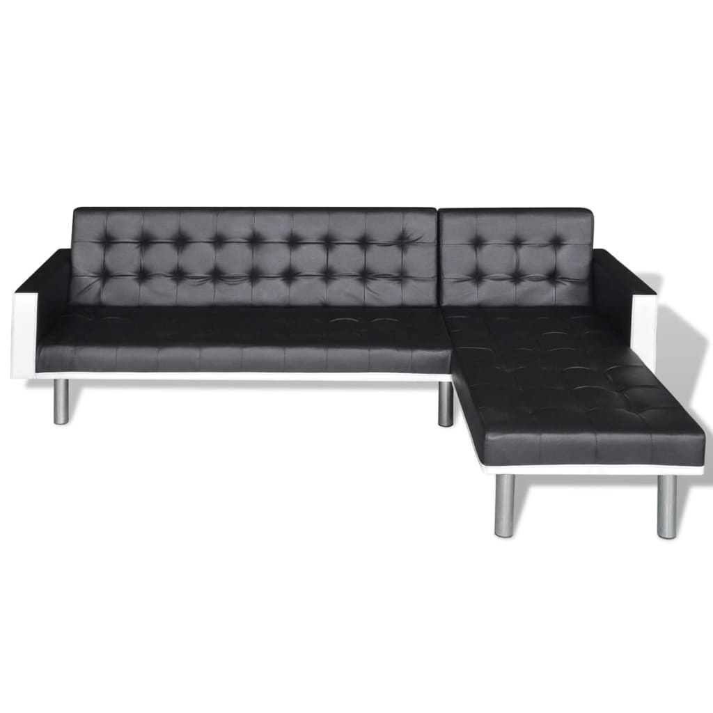 vidaXL Schlafsofa L-Form Kunstleder Schwarz