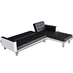 vidaXL Schlafsofa L-Form Kunstleder Schwarz