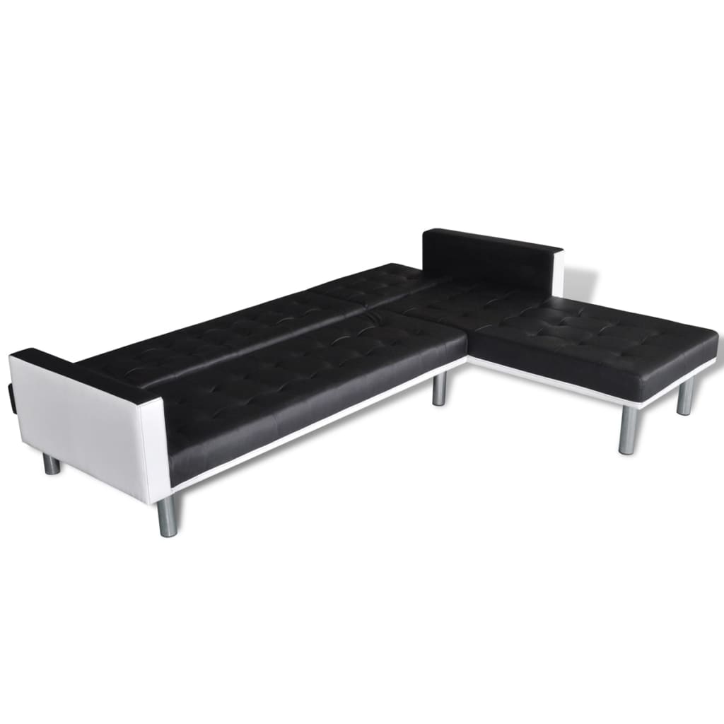 vidaXL Schlafsofa L-Form Kunstleder Schwarz