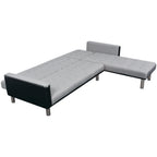 vidaXL Schlafsofa in L-Form Stoff Schwarz und Grau