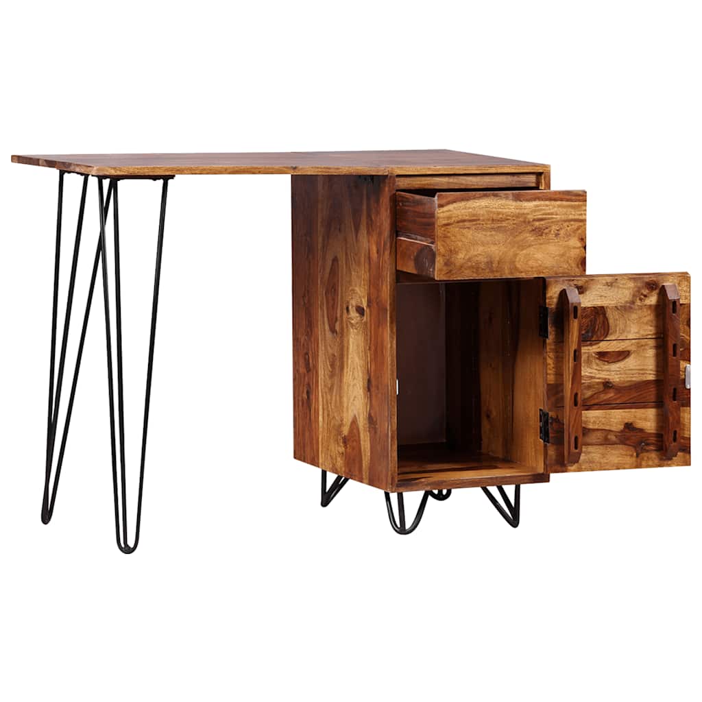 vidaXL Schreibtisch mit 1 Schublade und 1 Schrank Massivholz Akazie