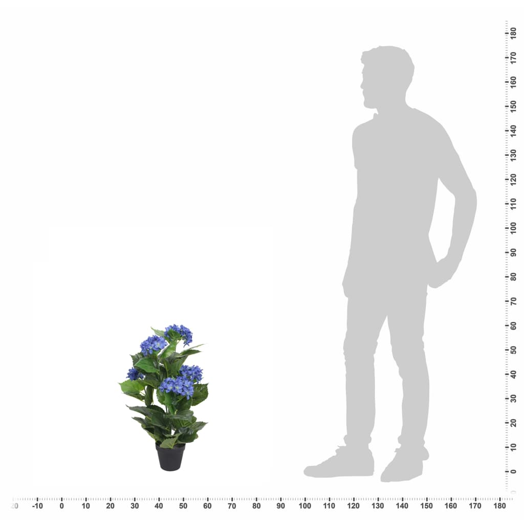 vidaXL Künstliche Hortensie mit Topf 60 cm Blau