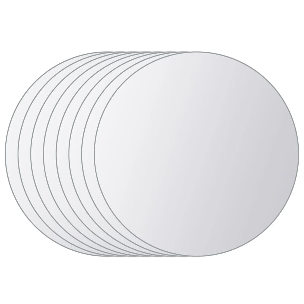 vidaXL 8-tlg. Spiegelfliesen-Set Rund Glas