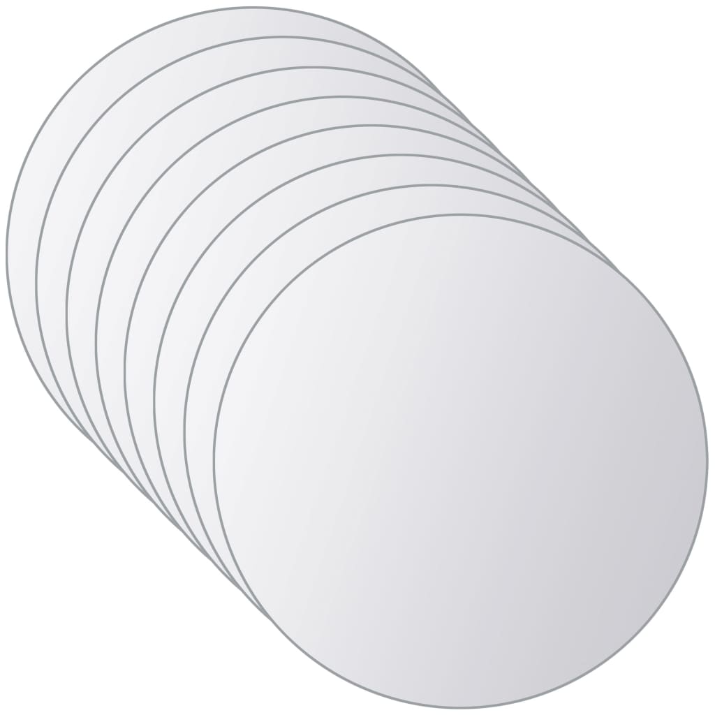 vidaXL 8-tlg. Spiegelfliesen-Set Rund Glas