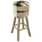 vidaXL Barhocker Ziegenleder und Teak Massivholz