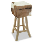 vidaXL Barhocker Ziegenleder und Massivholz Teak