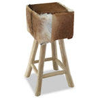 vidaXL Barhocker Ziegenleder und Massivholz Teak