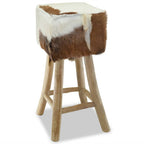 vidaXL Barhocker Ziegenleder und Massivholz Teak