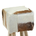 vidaXL Barhocker Ziegenleder und Massivholz Teak
