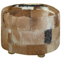 vidaXL Hocker Ziegenleder Rund 50x50x45 cm
