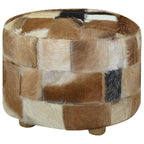vidaXL Hocker Ziegenleder Rund 50x50x45 cm