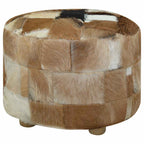 vidaXL Hocker Ziegenleder Rund 50x50x45 cm