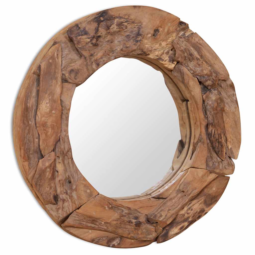 vidaXL Dekorativer Spiegel Teak 60 cm Rund