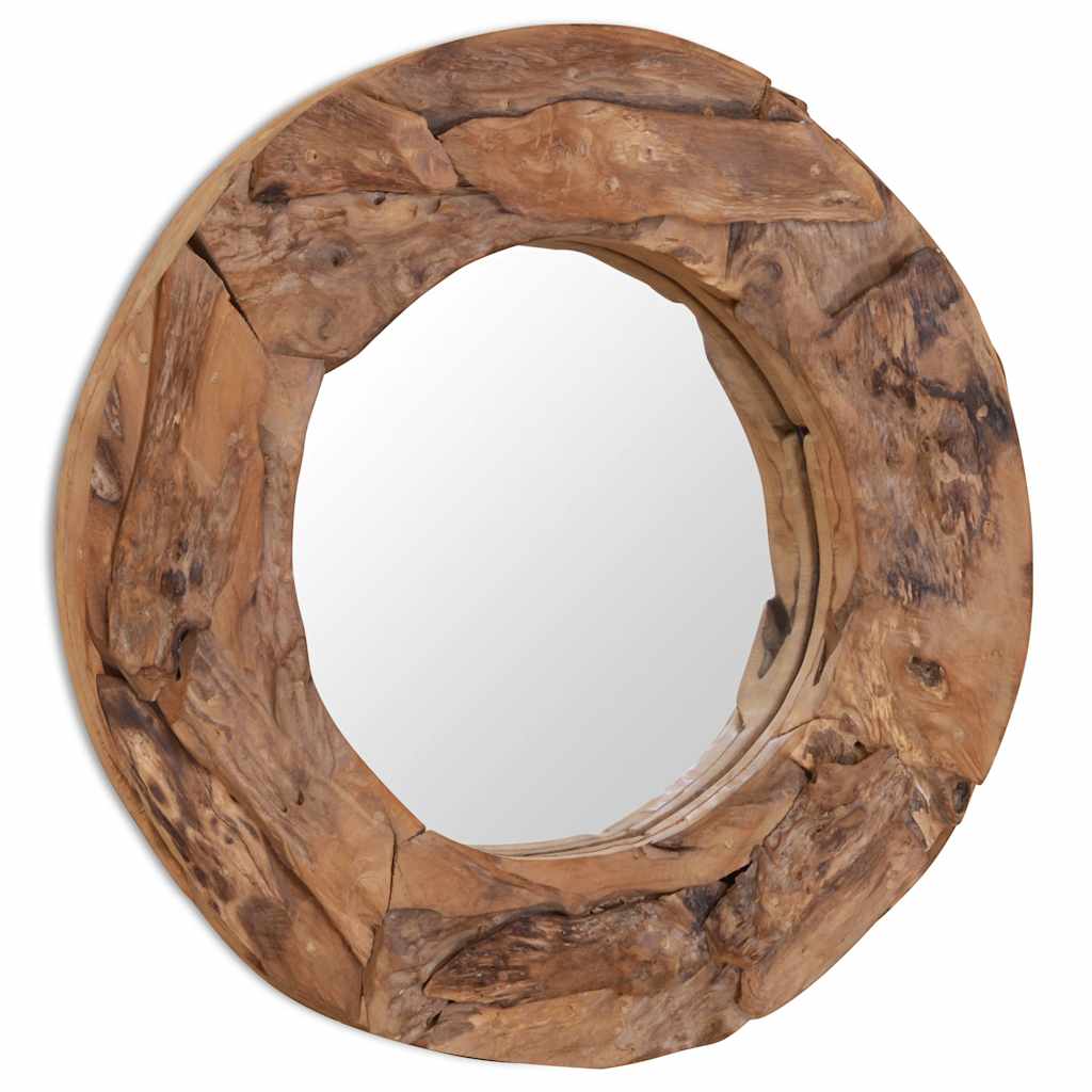 vidaXL Dekorativer Spiegel Teak 60 cm Rund