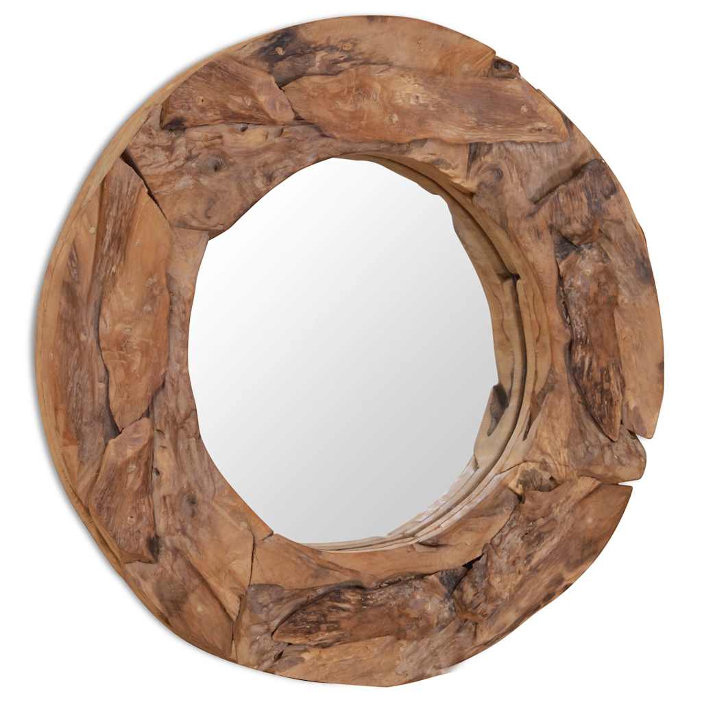 vidaXL Dekorativer Spiegel Teak 60 cm Rund