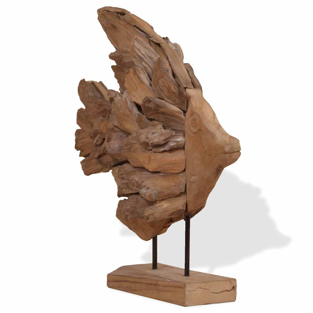 vidaXL Fisch-Skulptur Teak 40x12x57 cm