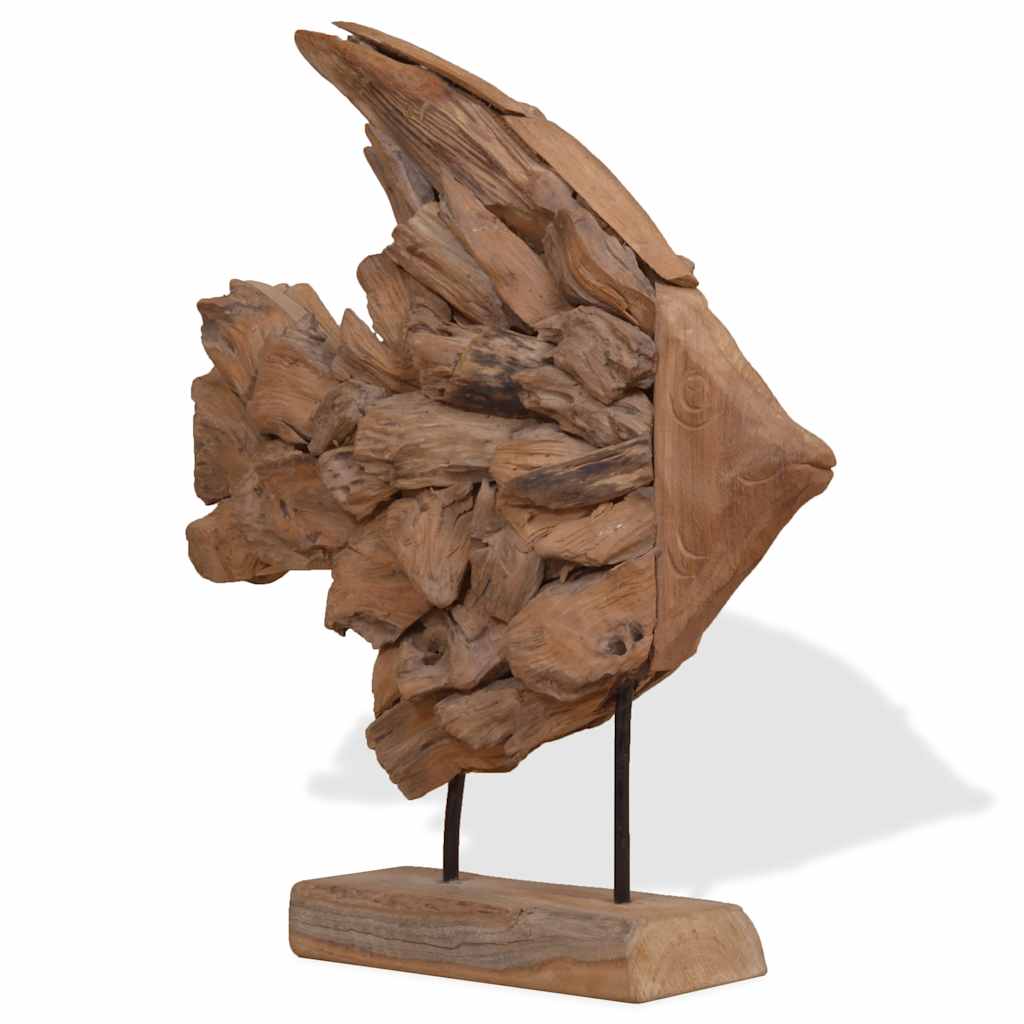 vidaXL Fisch-Skulptur Teak 40x12x57 cm
