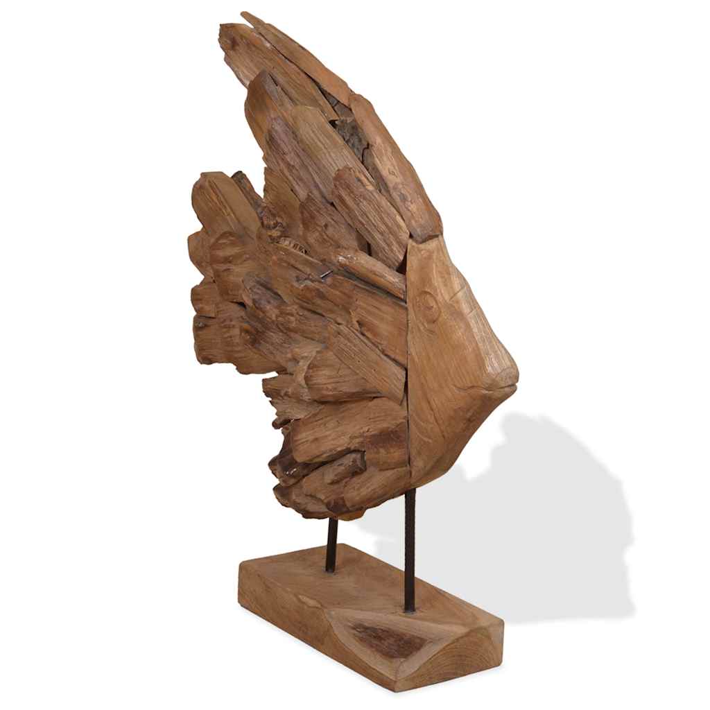 vidaXL Fisch-Skulptur Teak 40x12x57 cm