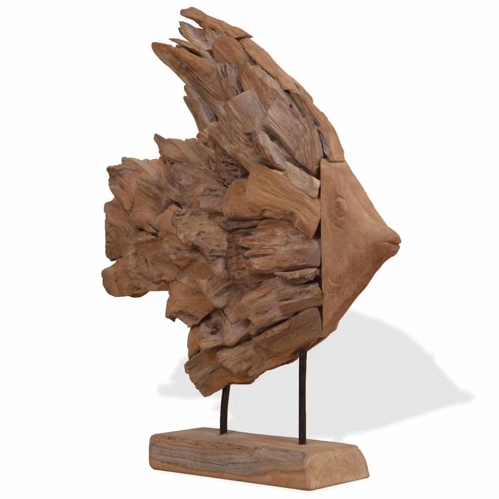 vidaXL Fisch-Skulptur Teak 40x12x57 cm
