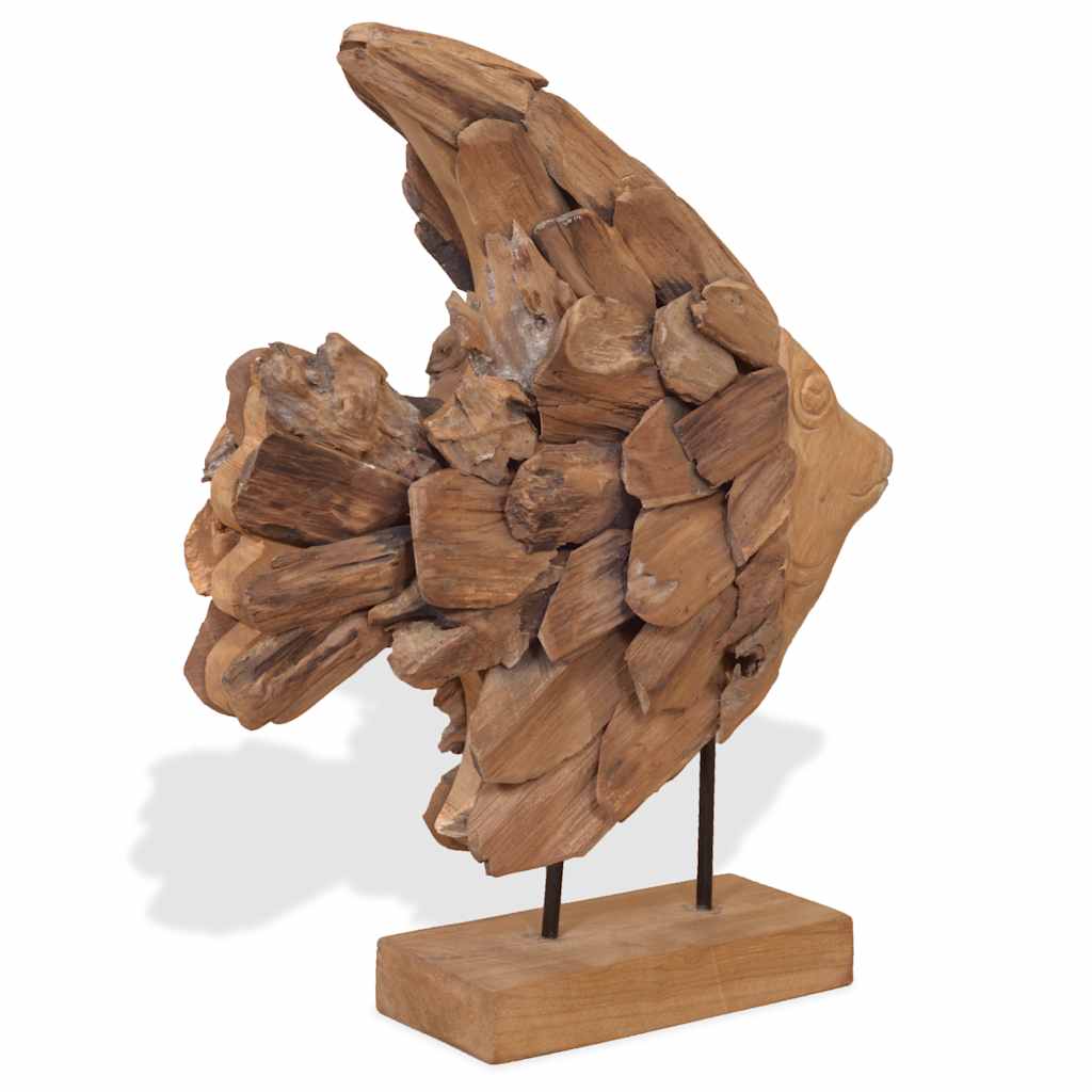 vidaXL Fisch-Skulptur Teak 40x12x57 cm