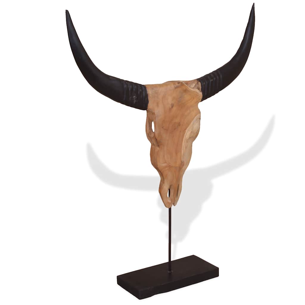 vidaXL Stierkopf-Skulptur Teak 66x15x88 cm
