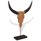 vidaXL Stierkopf-Skulptur Teak 66x15x88 cm