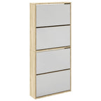 vidaXL Schuhschrank mit 4 Fächern Spiegel Eiche 63×17×134 cm