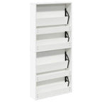 vidaXL Schuhschrank mit 4 Fächern Spiegel Weiß 63×17×134 cm