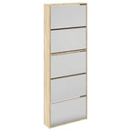 vidaXL Schuhschrank mit 5 Fächern Spiegel Eiche 63x17x169,5 cm