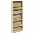 vidaXL Schuhschrank mit 5 Fächern Spiegel Eiche 63x17x169,5 cm