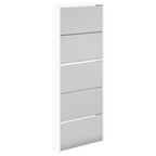 vidaXL Schuhschrank mit 5 Fächern Spiegel Weiß 63×17×169,5 cm