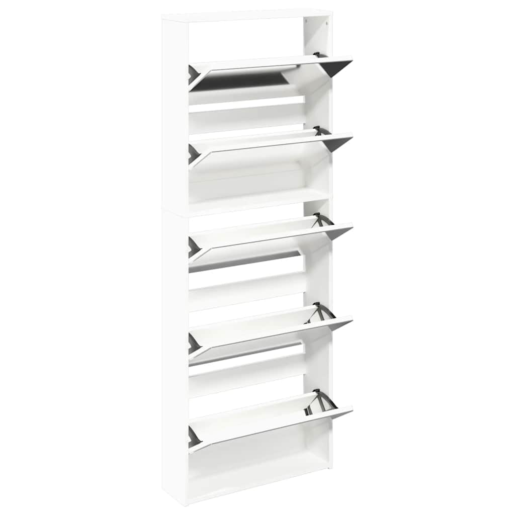 vidaXL Schuhschrank mit 5 Fächern Spiegel Weiß 63×17×169,5 cm
